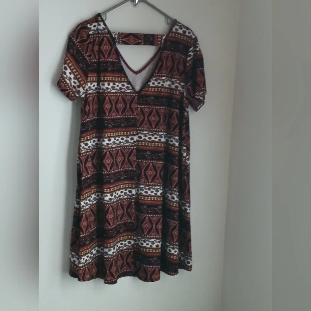 Try! This Dress Women 2X Red and White Mini Casual Bohemian Academia Church Fall